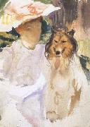 John Singer Sargent Woman with Collie (mk18) USA oil painting artist